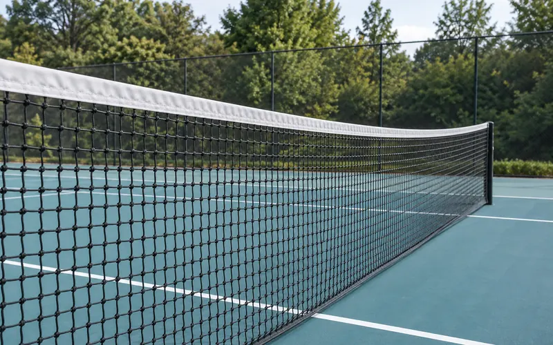Tennis net on an outdoor court